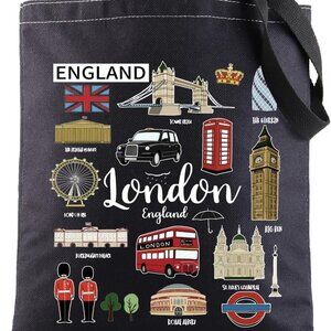 Canvas Tote Bag London Souvenir Shoulder Travel Bag Spacious & Durable